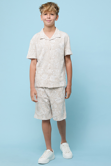 Patterned Shirt and Shorts Set