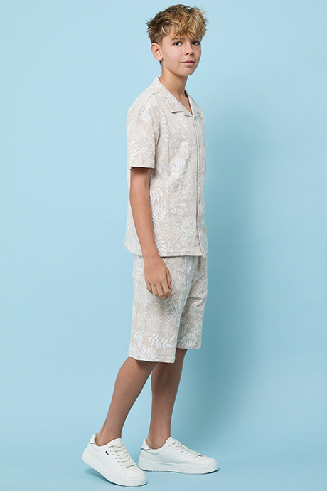 Patterned Shirt and Shorts Set