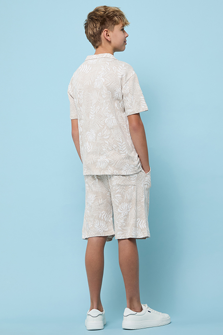 Patterned Shirt and Shorts Set
