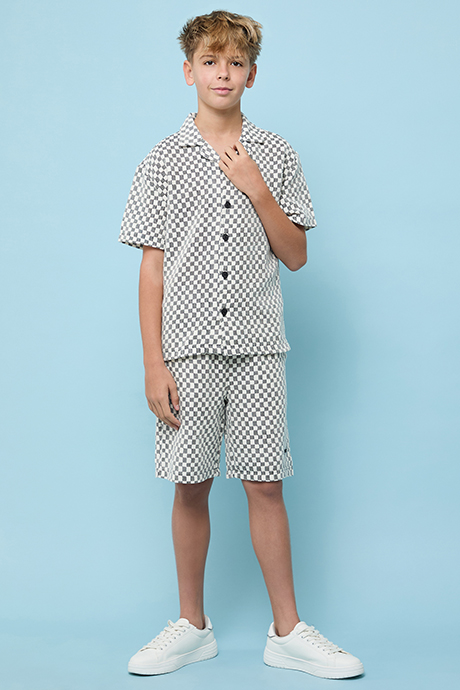 Patterned Shirt and Shorts Set