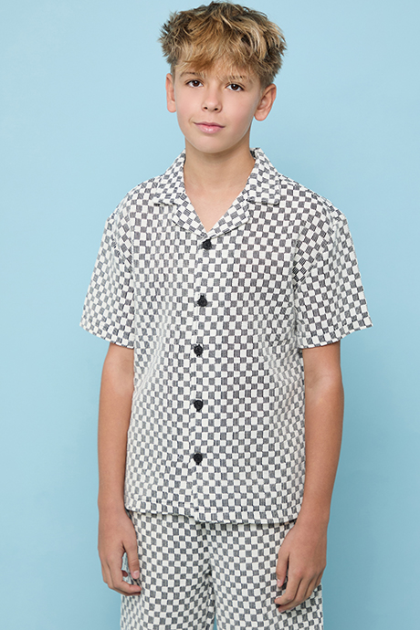 Patterned Shirt and Shorts Set