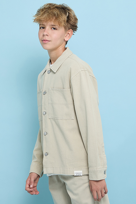 Solid Shacket with Classic Collar and Button Closure