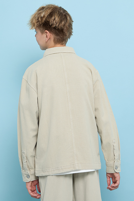 Solid Shacket with Classic Collar and Button Closure