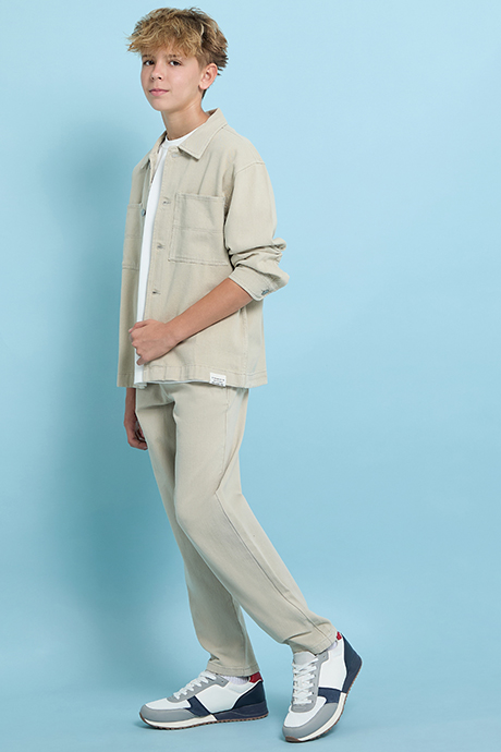 Solid Shacket with Classic Collar and Button Closure