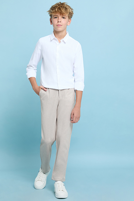 Solid Pants with Button Closure
