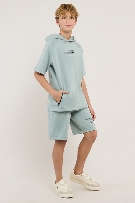Printed Hoodie and Shorts Set