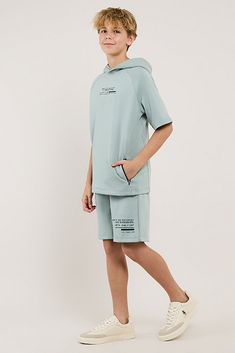 Printed Hoodie and Shorts Set