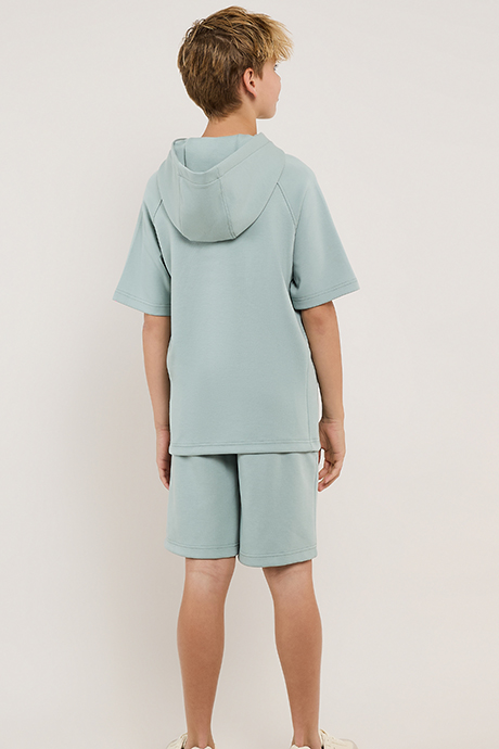 Printed Hoodie and Shorts Set