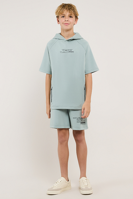 Printed Hoodie and Shorts Set