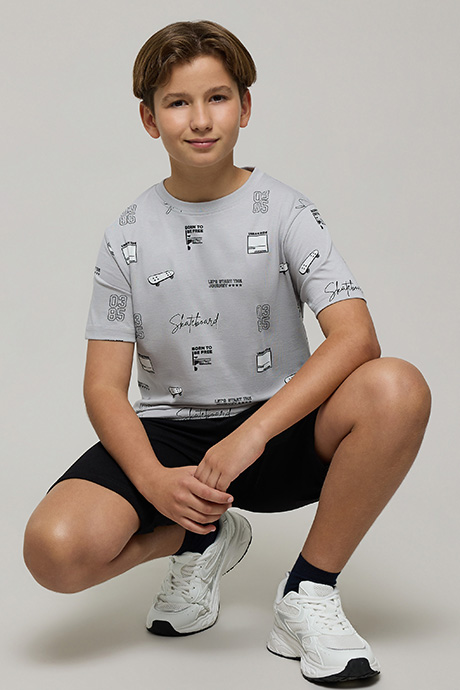 Printed T-Shirt with Crew Neck and Short Sleeves
