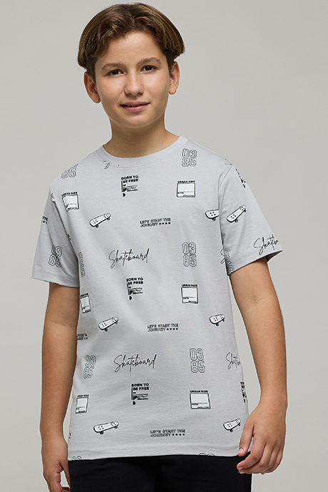 Printed T-Shirt with Crew Neck and Short Sleeves