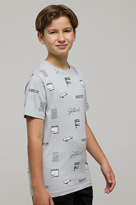 Printed T-Shirt with Crew Neck and Short Sleeves