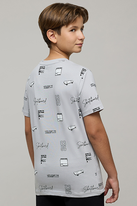 Printed T-Shirt with Crew Neck and Short Sleeves