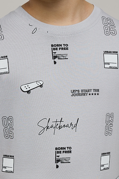 Printed T-Shirt with Crew Neck and Short Sleeves