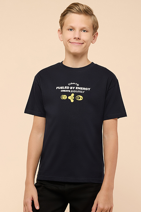 Printed T-Shirt with Crew Neck and Short Sleeves