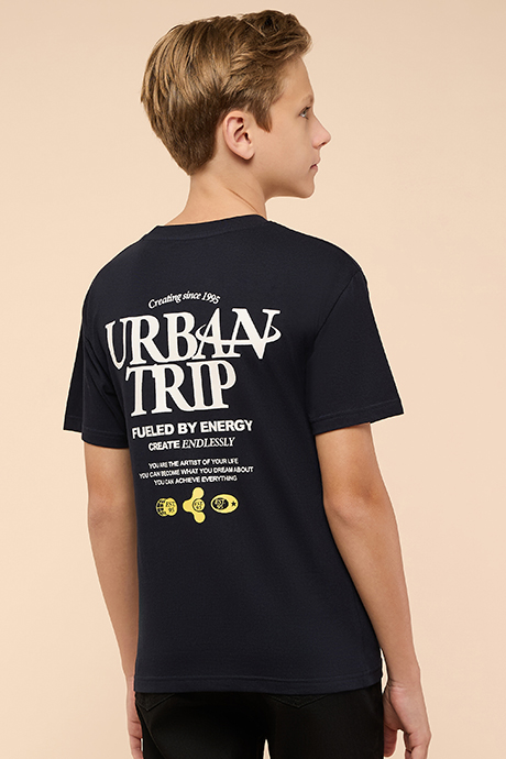 Printed T-Shirt with Crew Neck and Short Sleeves