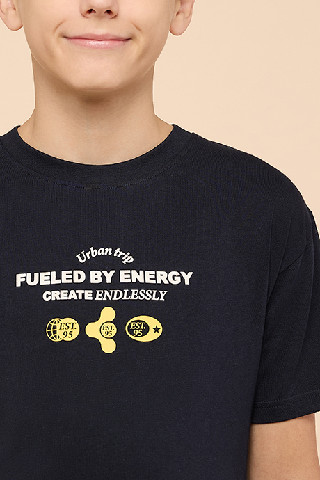 Printed T-Shirt with Crew Neck and Short Sleeves