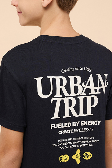 Printed T-Shirt with Crew Neck and Short Sleeves