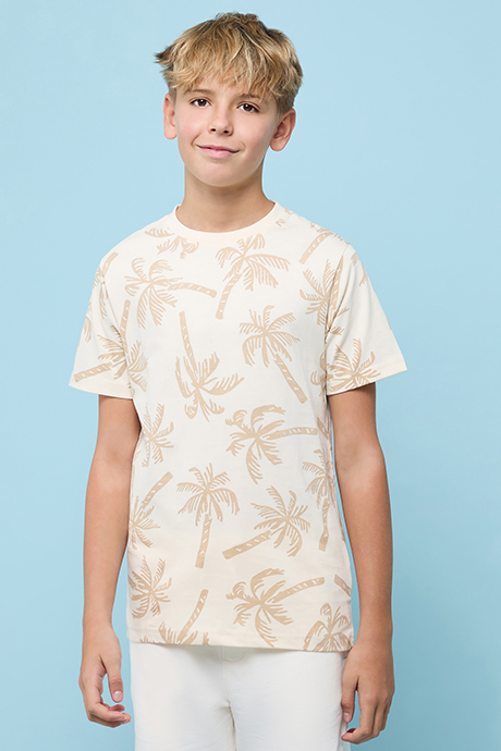 Printed T-Shirt with Crew Neck and Short Sleeves