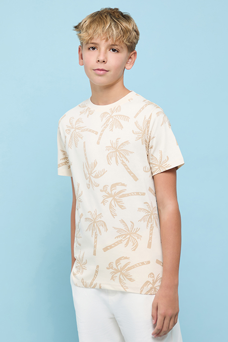 Printed T-Shirt with Crew Neck and Short Sleeves