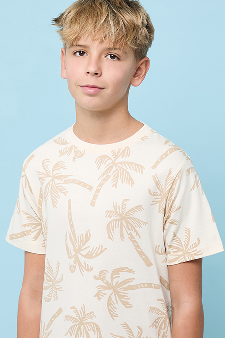 Printed T-Shirt with Crew Neck and Short Sleeves