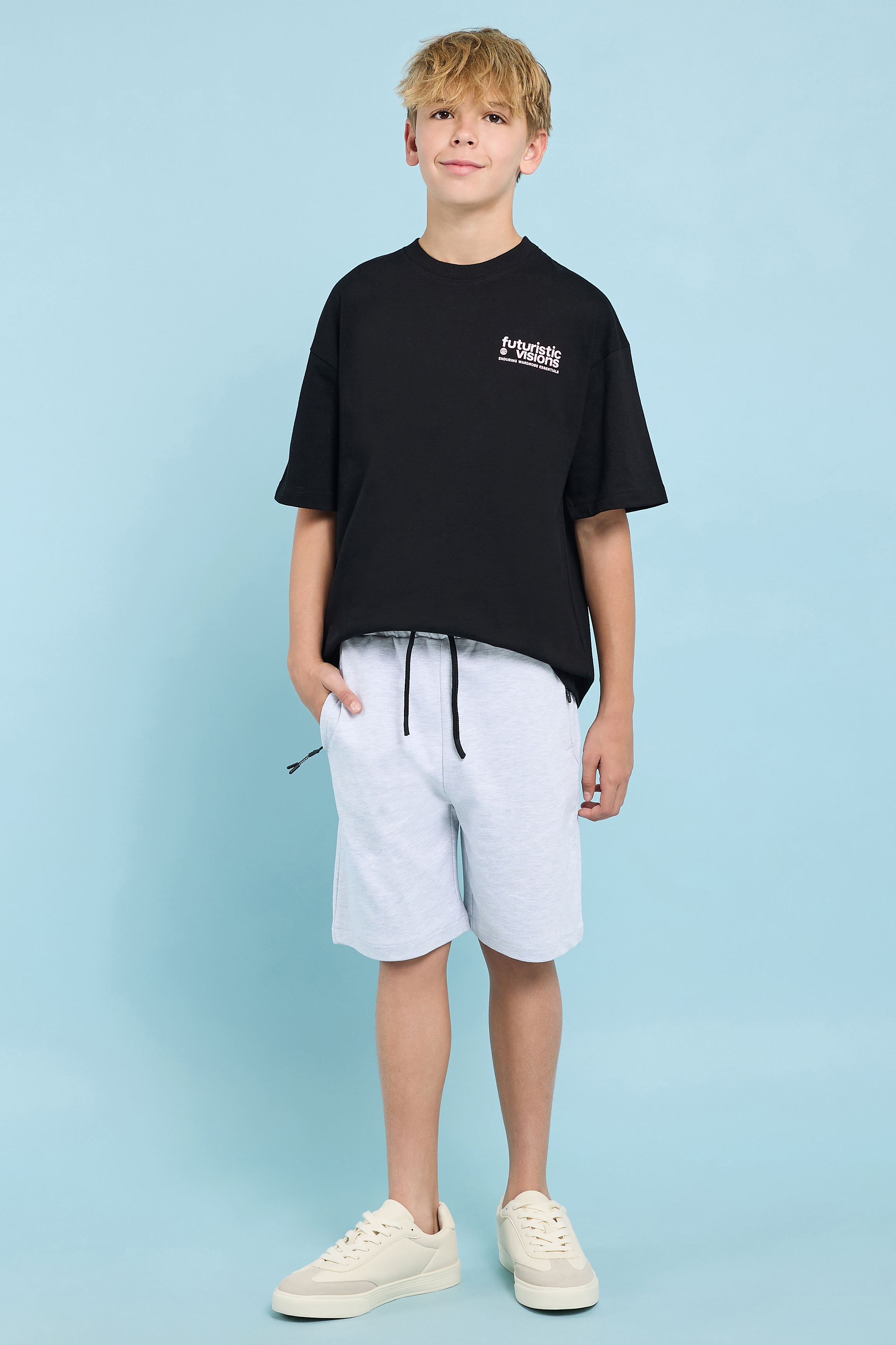 Solid Shorts with Drawstring Waist
