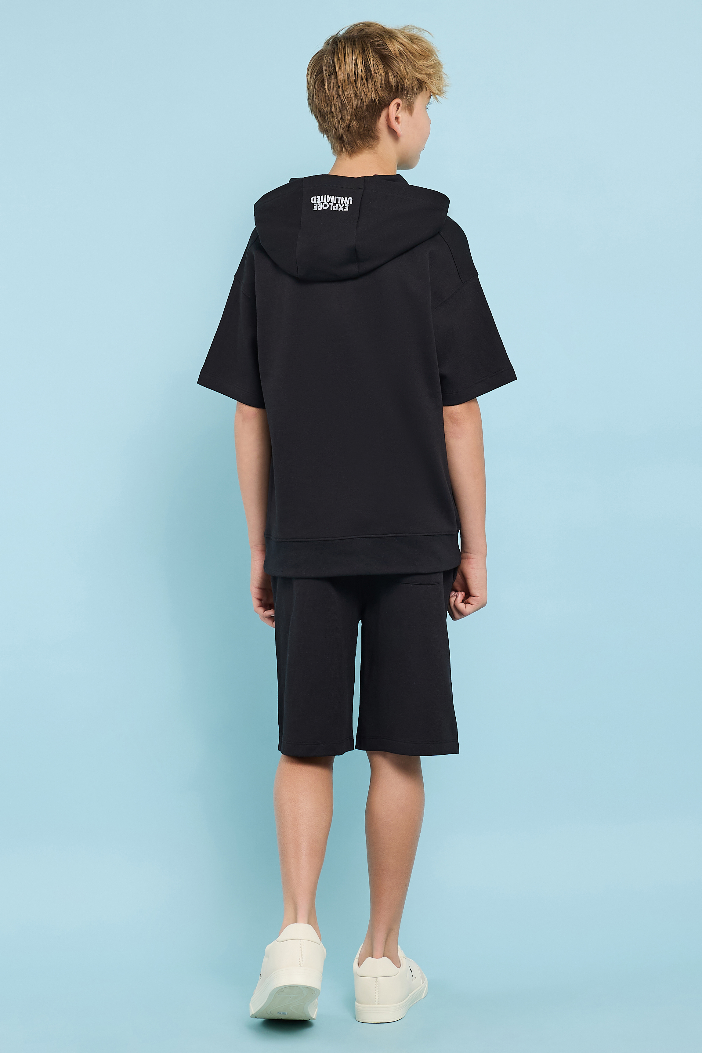 Printed Hoodie and Shorts Set