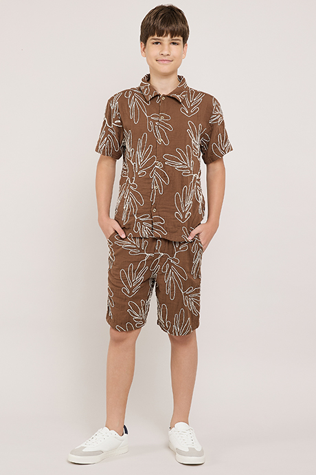 Embroidered Shorts With Drawstring Waist