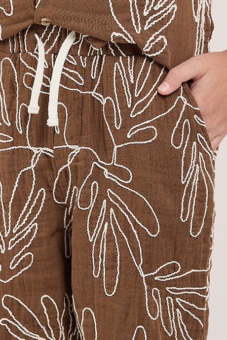 Embroidered Shorts With Drawstring Waist