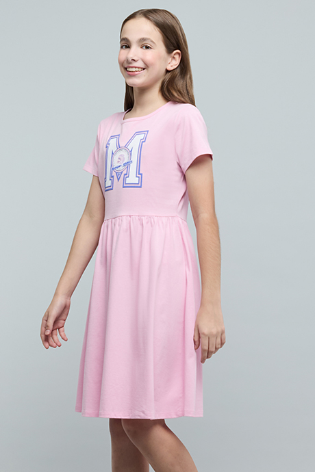 Printed Fit & Flare Dress with Short Sleeves