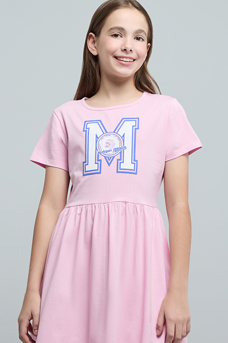 Printed Fit & Flare Dress with Short Sleeves