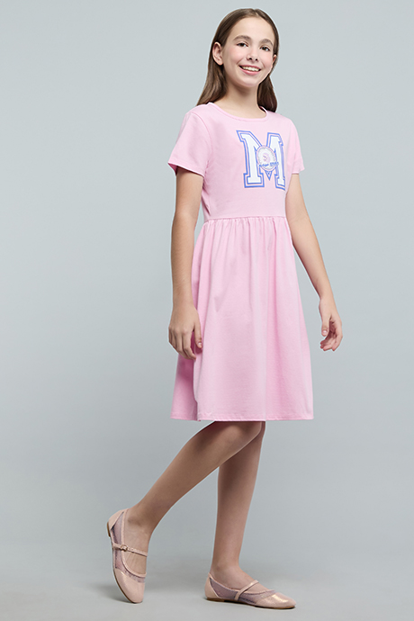 Printed Fit & Flare Dress with Short Sleeves