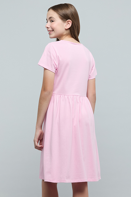 Printed Fit & Flare Dress with Short Sleeves
