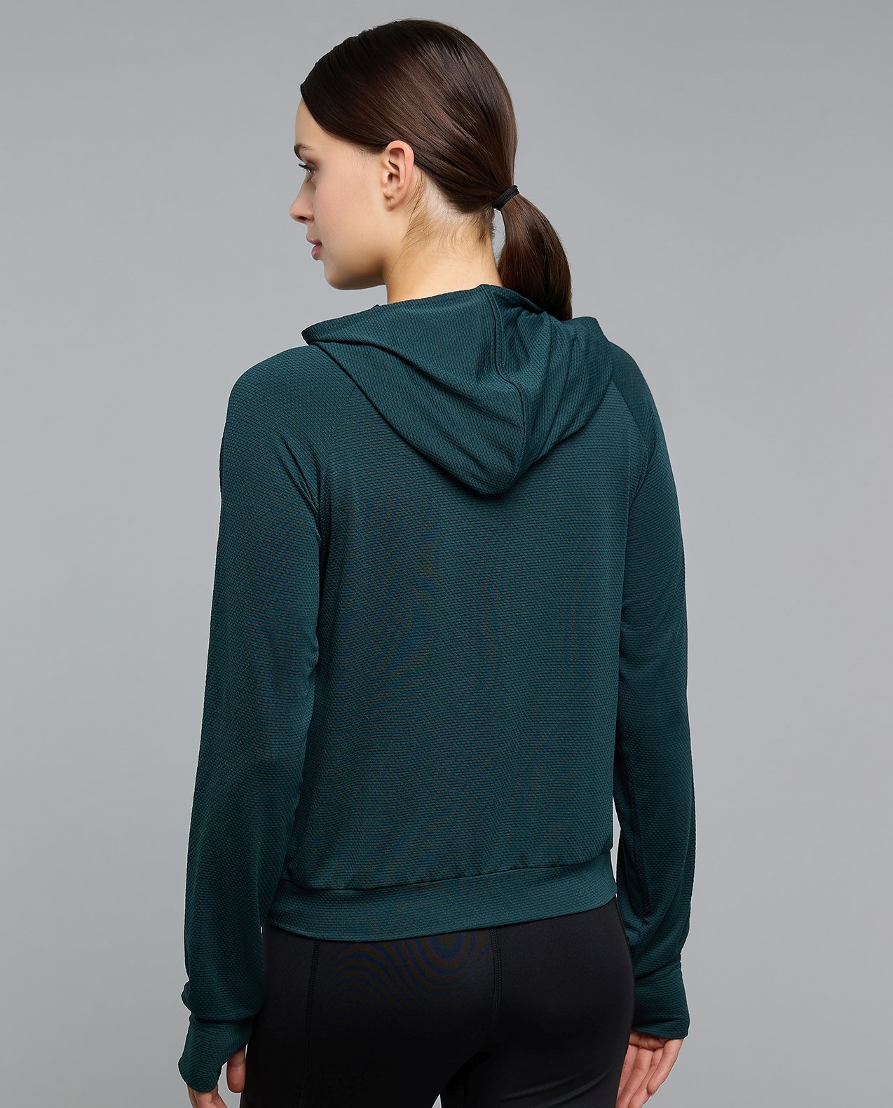 Solid Hooded Active Jacket with Zipper Closure