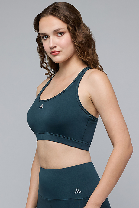 Solid Sports Bra with Scoop Neck