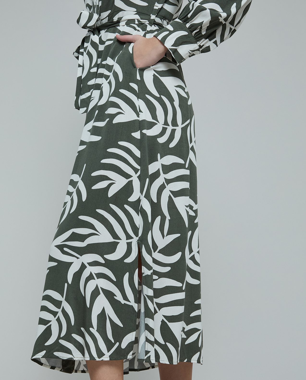 Patterned Shirt Dress with Long Sleeves