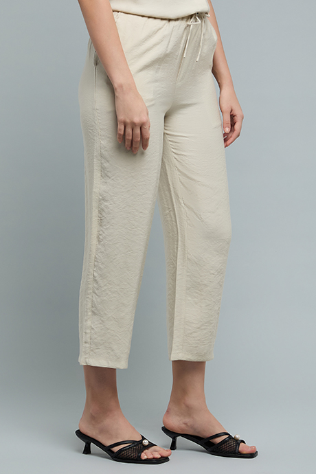 Textured Casual Trousers with Elastic Waist