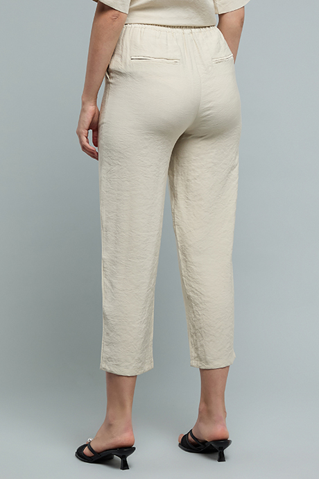Textured Casual Trousers with Elastic Waist