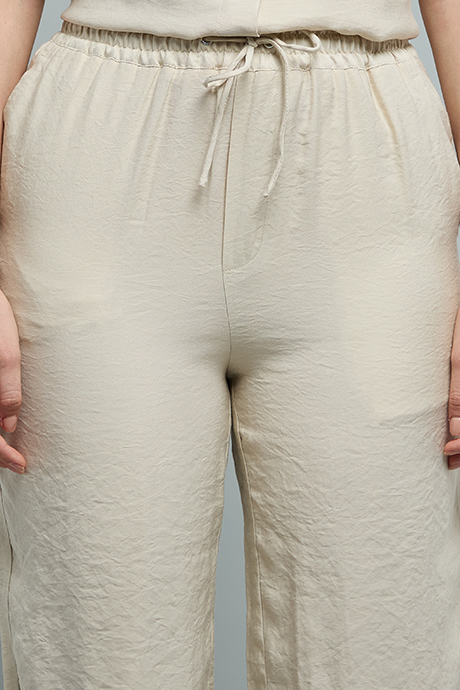 Textured Casual Trousers with Elastic Waist