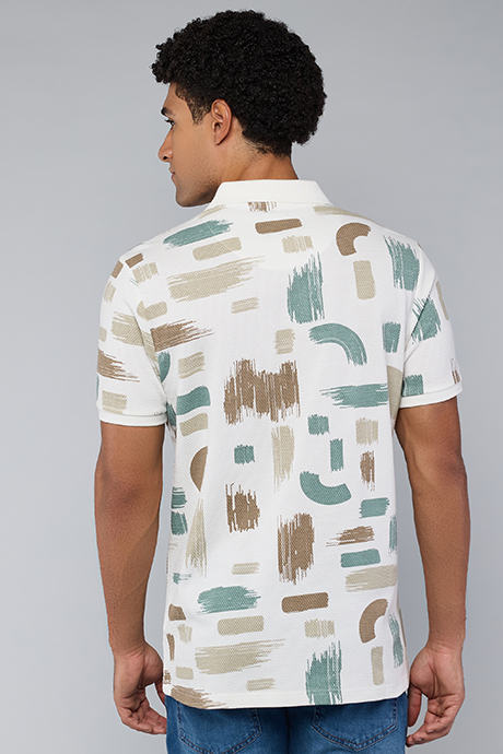 Patterned Polo T-Shirt with Short Sleeves