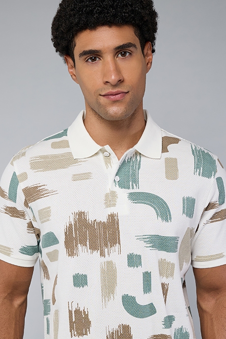 Patterned Polo T-Shirt with Short Sleeves