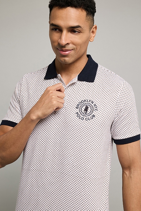 Printed Polo T-Shirt with Short Sleeves