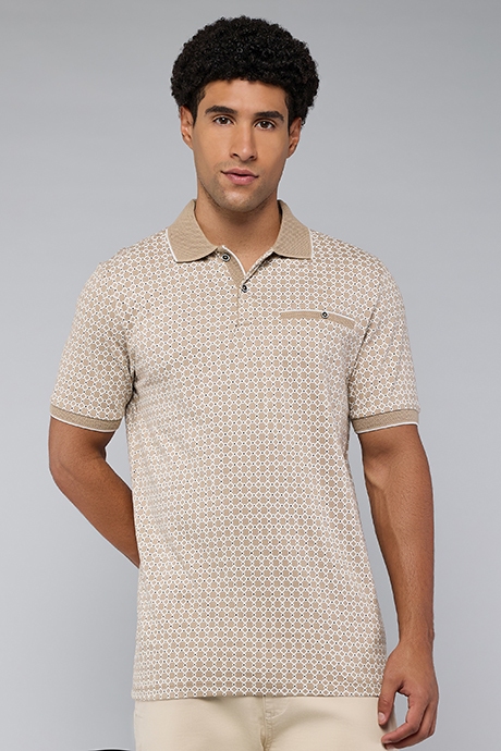 Patterned Polo T-Shirt with Short Sleeves