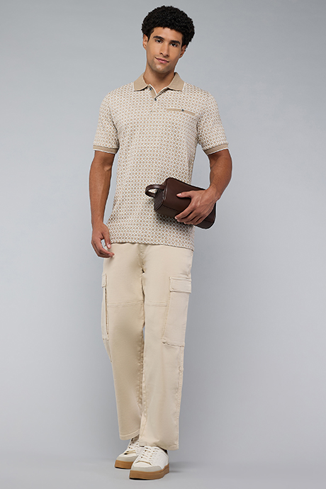 Patterned Polo T-Shirt with Short Sleeves