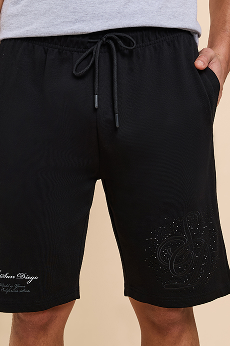 Embroidered Shorts with Drawstring Waist