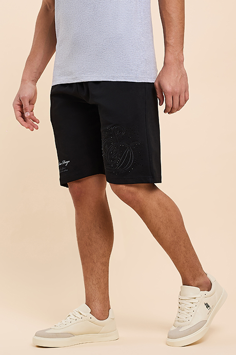 Embroidered Shorts with Drawstring Waist