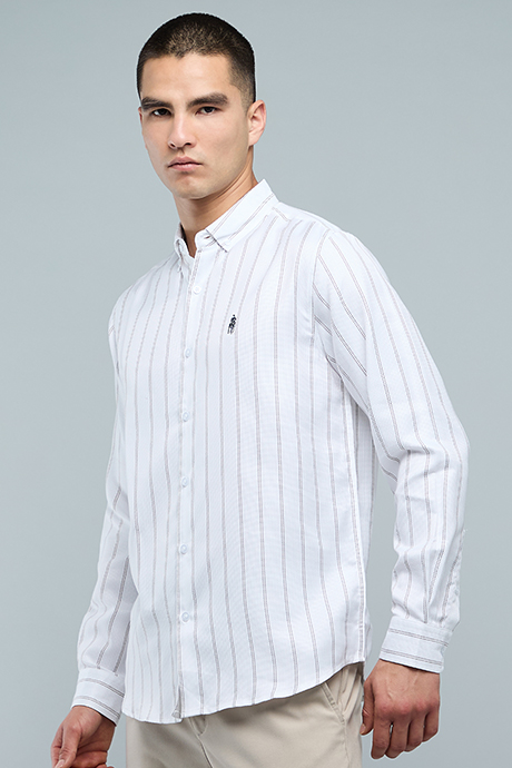 Striped Shirt with Button-Down Collar and Long Sleeves