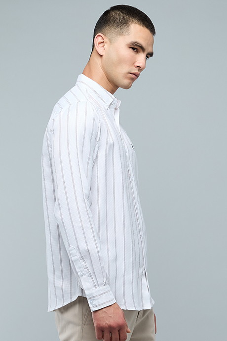 Striped Shirt with Button-Down Collar and Long Sleeves