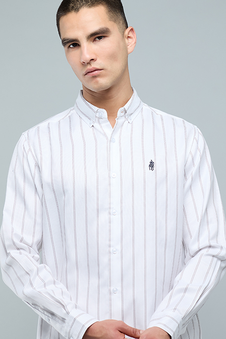 Striped Shirt with Button-Down Collar and Long Sleeves