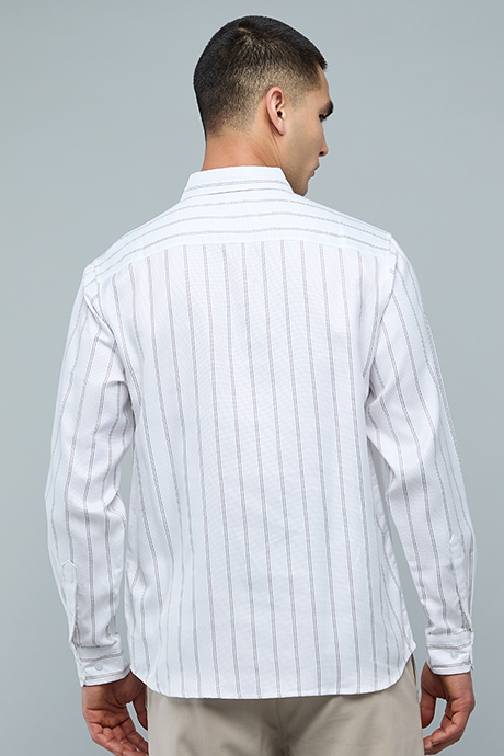 Striped Shirt with Button-Down Collar and Long Sleeves
